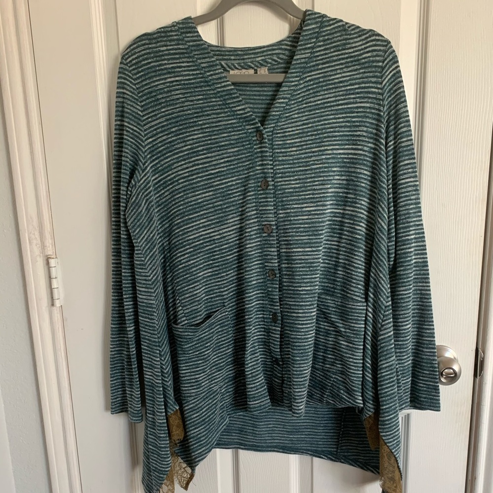 LOGO Button up Flowy Sweater